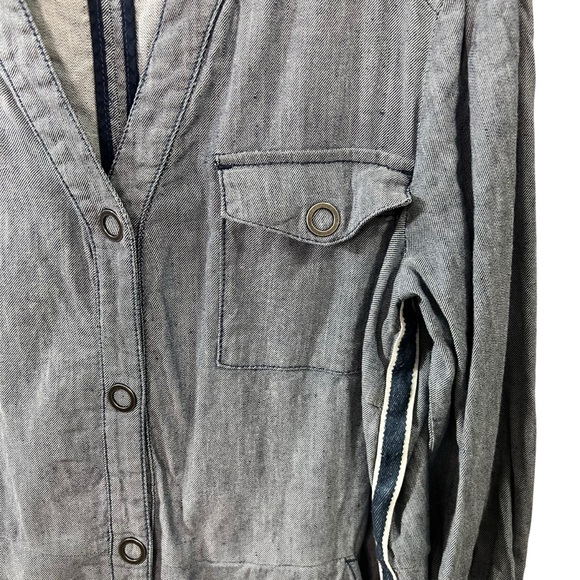 Sandwich • Cotton Linen Snap-Front Tunic Dress with Pockets Size 40 - Picture 5 of 9